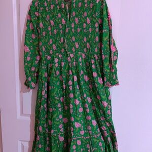 Charming Green and Pink Floral Dress